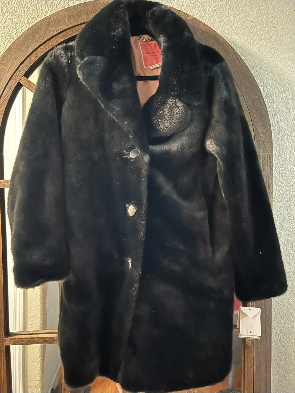 NWT KATE SPADE FAUX FUR JACKET - Women's Classic Button Jacket - Picture 3 of 5